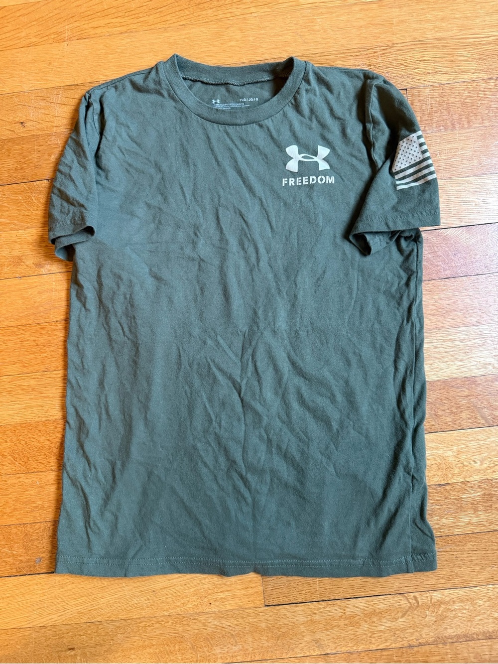 Under Armour Freedom Youth XL Short Sleeve T-Shirt - Olive Green